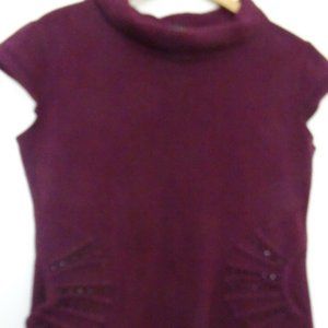 Lavena Burgundy Cap Sleeve Turtle Neck Sweater Size Large